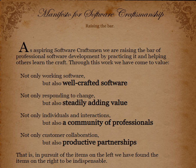 Le manifest pour le Software Craftmanship 